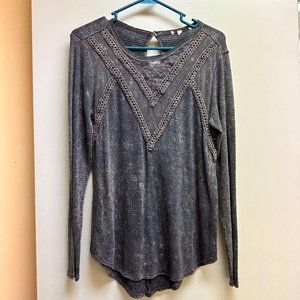 Long sleeve distressed shirt